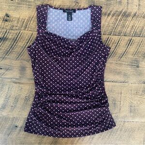WHBM Geometric Print Ruched Tank, Size XS